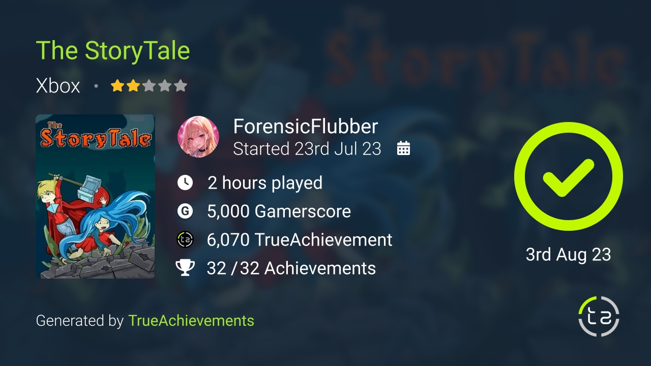 The StoryTale achievement summary